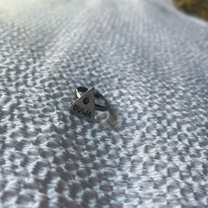 Adjustable silver Ouija Board ring